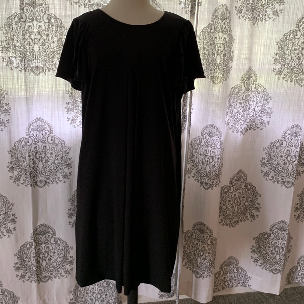 Designer Black A line dress with side pockets.